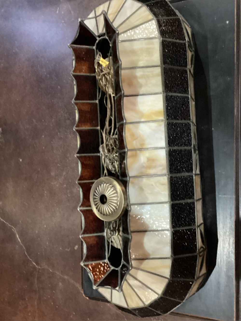 Stained Glass Tiffany-Style Rectangular Ceiling Light Fixture